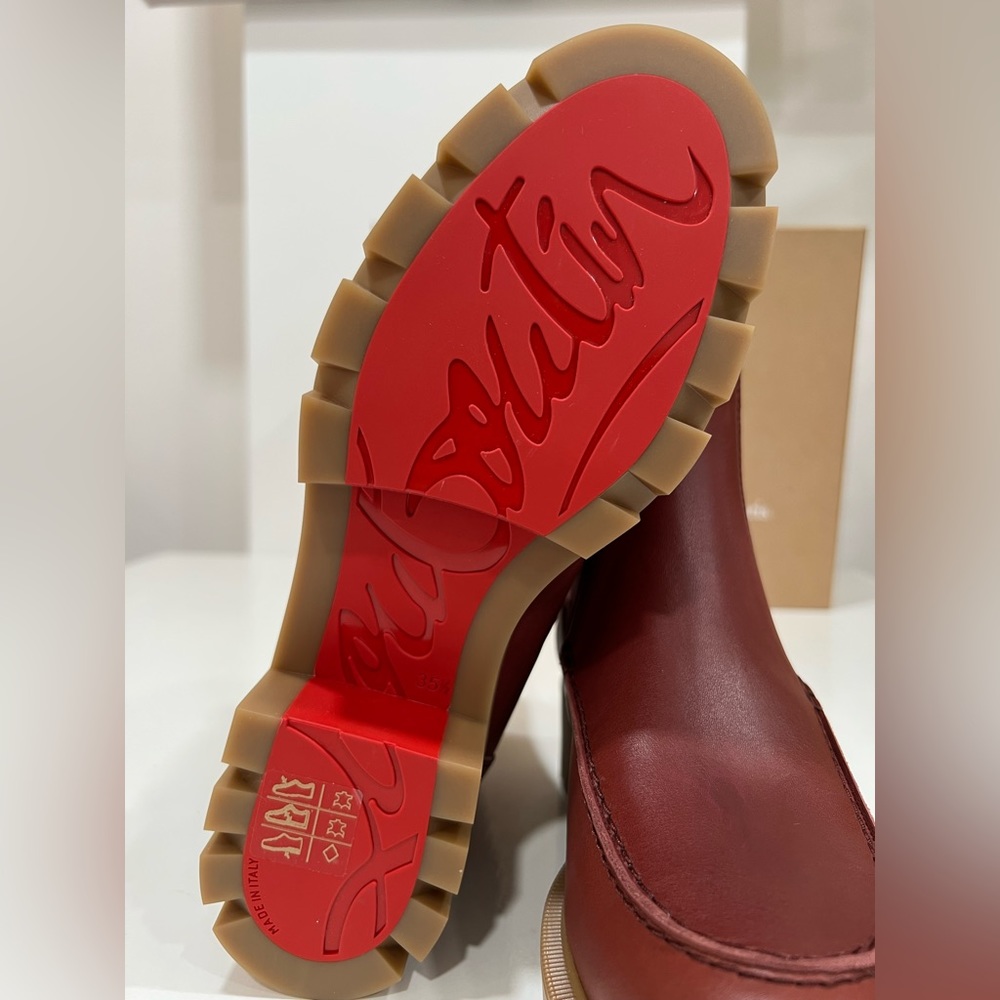 Christian Louboutin Glorina Bourbon Leather Chelsea Boots calf shoes - Picture 8 of 11